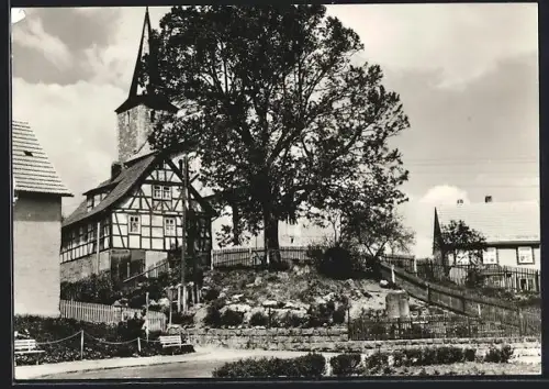AK Christes /Suhl, Kirche und Fachwerkhaus