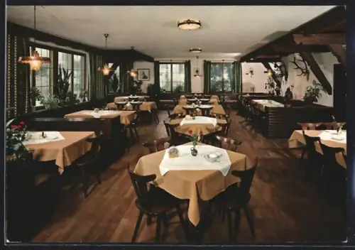 AK Oberstaufen /Allgäu, Speisesaal, Gasthof-Pension Zur Gemse, Inh. F. X. Schäfer und Sohn
