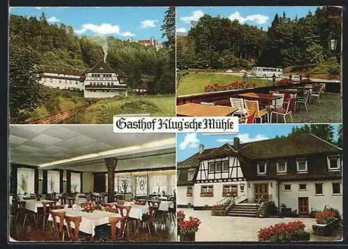 AK Karlstal, Gasthof Klug`sche Mühle, Inh. Ludwig Klug, Aussen- und Innenansichten