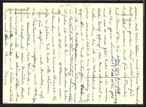 AK Bad Reichenhall, Rathausplatz mit Staufen