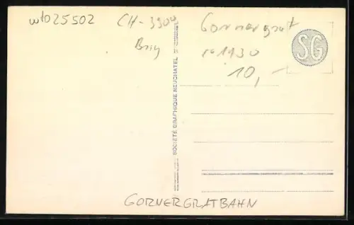 AK Gornergratbergbahn mit Breithorn