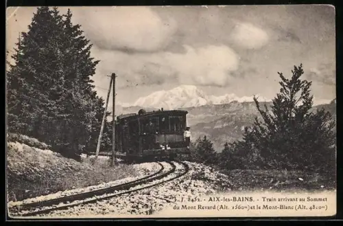 AK Aix-les-Bains, Bergbahn und Blick auf Mont-Ravard und Mont-Blanc