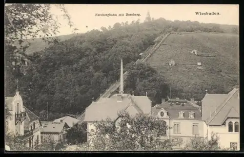 AK Wiesbaden, Nerobergbahn mit Neroberg