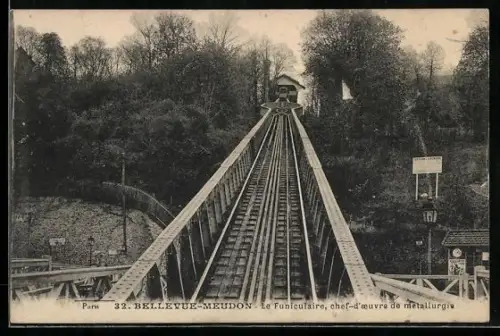 AK Bellevue-Meudon, Le Funiculaire, chef-d`oeuvre de metallurgie
