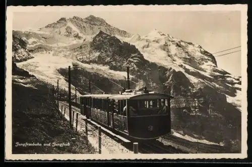 AK Jungfrau, Jungfraubahn mit Gebirgspanorama, Bergbahn