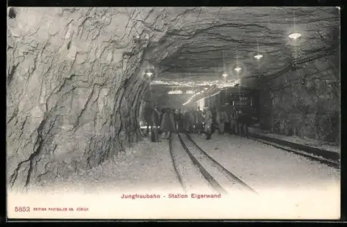 AK Jungfraubahn, Bergbahn an der Station Eigerwand