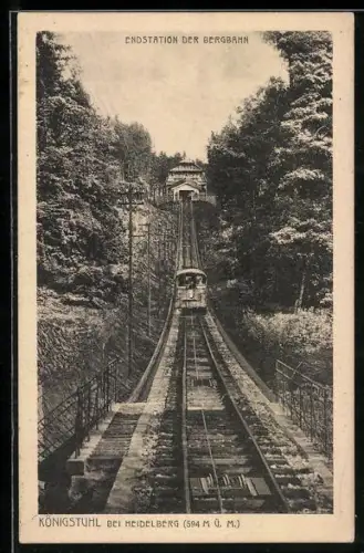 AK Heidleberg, Königstuhl mit Endstation der Bergbahn