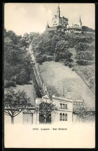 AK Luzern, Der Gütsch, Bergbahn