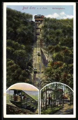 AK Bad Ems, Malbergbahn, Ortspartie