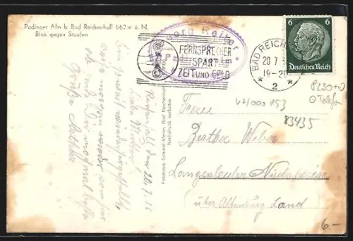 AK Bad Reichenhall, Gasthaus Padinger Alm mit Gästen