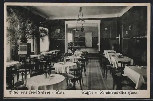 AK Stecklenberg i. Harz, Kaffee und Konditorei Otto Grosse, Innenansicht