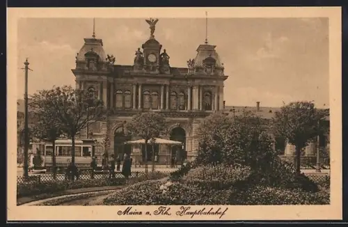 AK Mainz a. Rh., Hauptbahnhof aus der Vogelschau