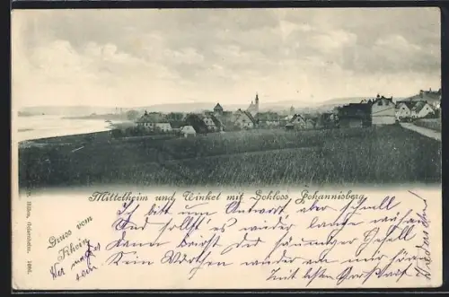AK Winkel a. Rh., Ort mit Rhein u. Schloss Johannisberg