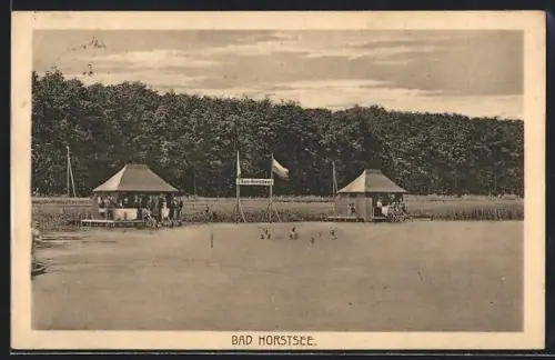 AK Bad Horstsee, Badeanstalt am See mit Pavillons
