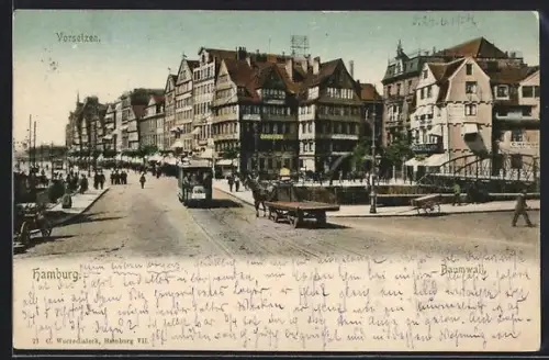 AK Hamburg-Neustadt, Vorsetzen, Baumwall, Strassenpartie, Strassenbahn
