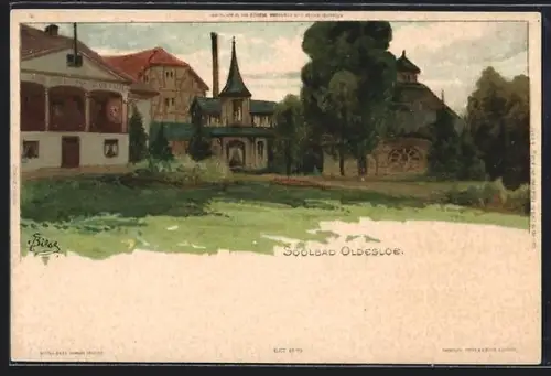 Lithographie Bad Oldesloe, Soolbad, Panorama