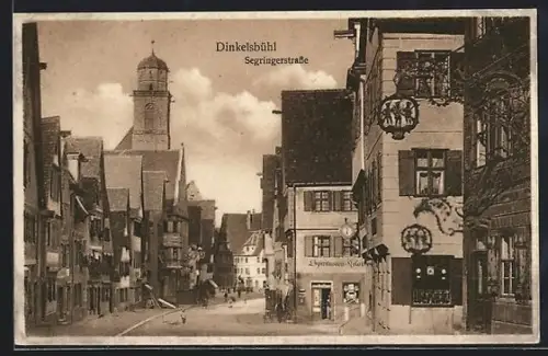 AK Dinkelsbühl, Segringerstrasse mit Turmgebäude