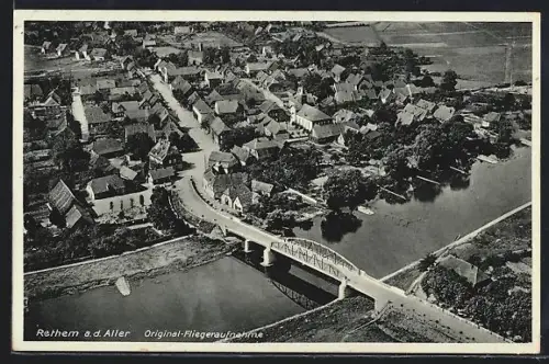 AK Rethem a. d. Aller, Fliegeraufnahme, Ortsansicht mit Brücke