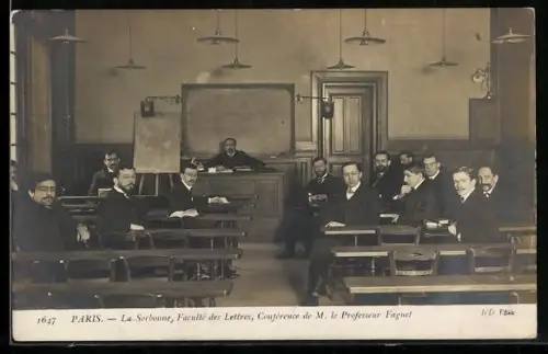 AK Paris, La Sorbonne, Faculté des Lettres, Conference de M. le Professeur Faguel