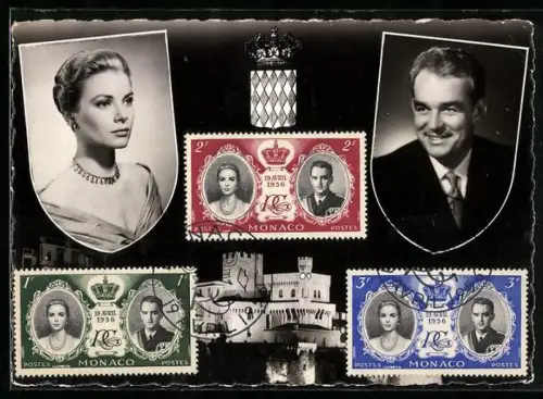 AK Königspaar von Monaco im Portrait, Schlossansicht