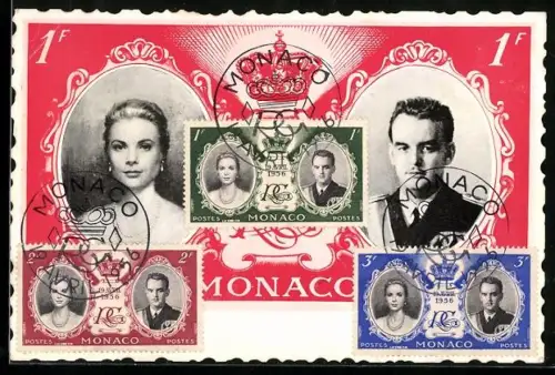 AK Königspaar von Monaco in Portraits