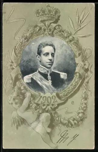 AK Alfonso XIII im Porträt 1902