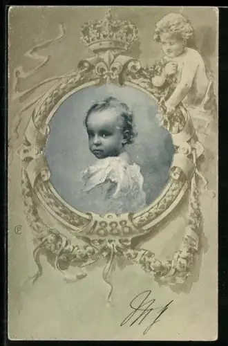 AK Alfonso XIII von Spanien im Porträt 1888