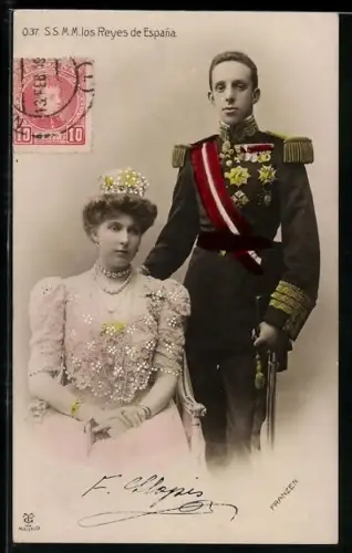 AK Das Königspaar von Spanien zusammen im Porträt