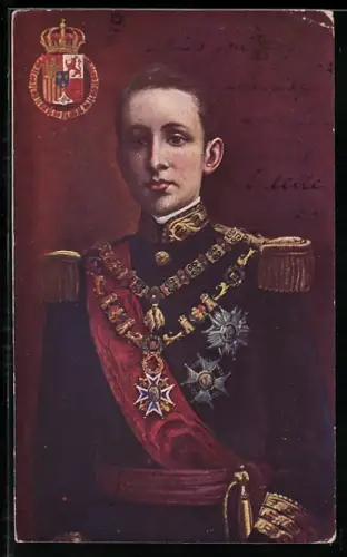 AK Portrait König Alfons XIII. von Spanien in Uniform