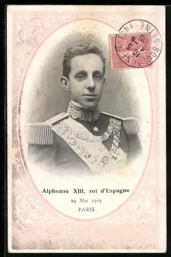 AK Paris, Alphonse XIII, Roi d`ESpagne 1905