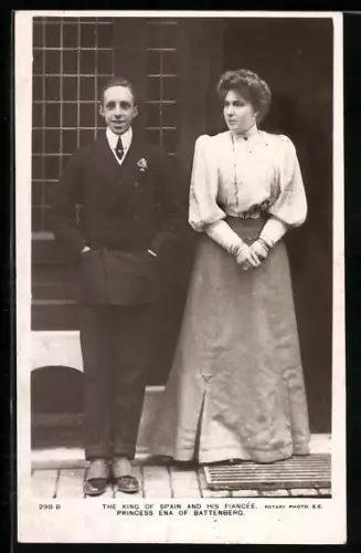 AK König Alfonso XIII. von Spanien und seine Verlobte Prinzessin Ena von Battenberg