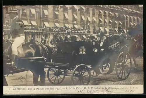 AK König Alfonso XIII. von Spanien zu Besuch in Paris 1905