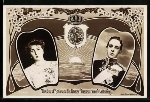 AK Der König von Spanien und seine erste Verlobte Prinzessin Ena von Battenberg
