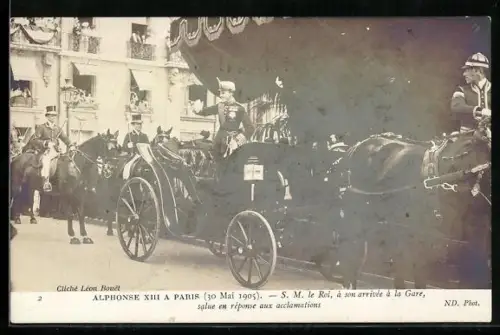 AK Alphonse XIII a Paris 1905, arrivee a la Gare