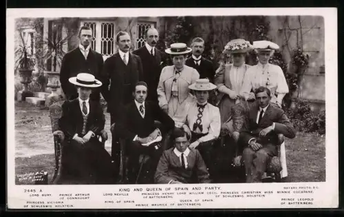 AK Queen of Spain, Lord Bury, Prince Arthur of Connaught, Prince Maurice of Battenberg, Minnie Cochrane