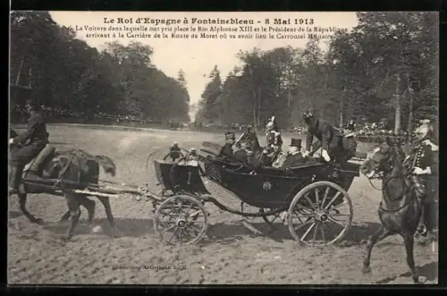 AK Fontainebleau, Le Roi d`Espagne à Fontainebleau 1913