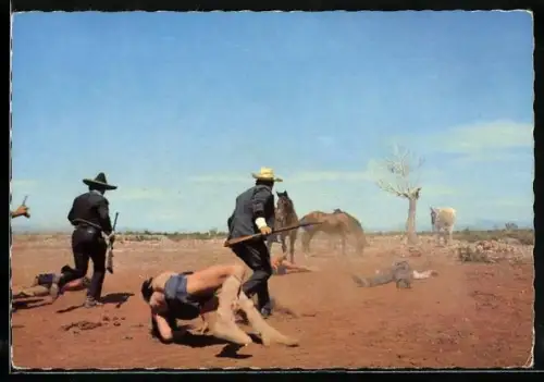 AK Szene aus dem Film Winnetou 1. Teil, Old Shatterhand und die Apachen