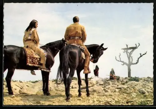 AK Pierre Brice und Lex Barker aus Winnetou, Karl May