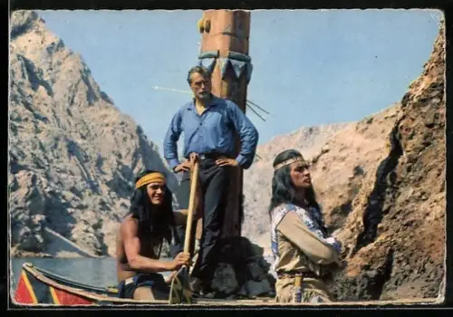 AK Schauspieler Pierre Brice und Lex Barker im Film Winnetou I.Teil