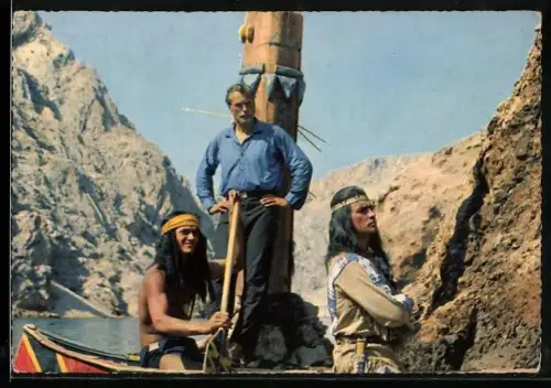 AK Schauspieler Pierre Brice und Lex Barker im Film Winnetou I.Teil