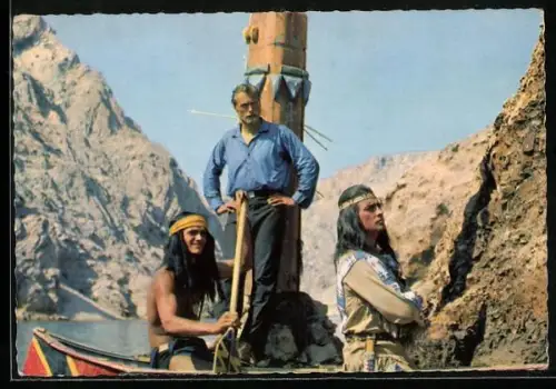 AK Schauspieler Pierre Brice und Lex Barker im Film Winnetou I.Teil