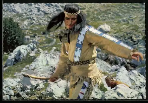 AK Winnetou Teil I, Filmszene Pierre Brice