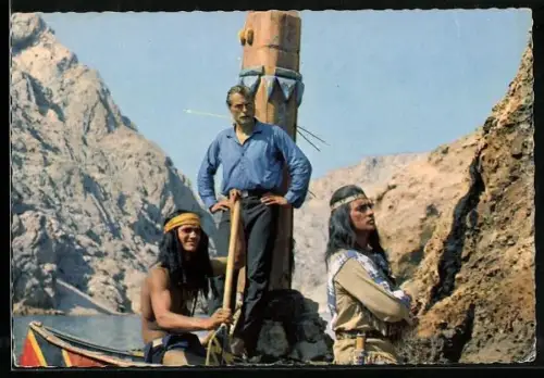 AK Schauspieler Pierre Brice und Lex Barker im Film Winnetou I.Teil