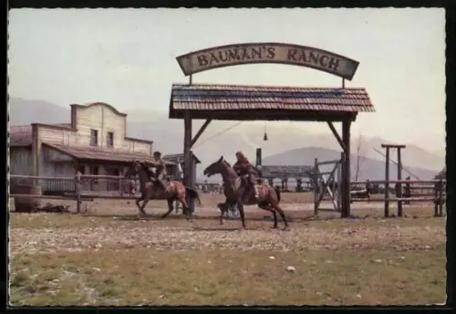 AK Filmszene aus Karl Mays Unter Geiern, Baumans Ranch