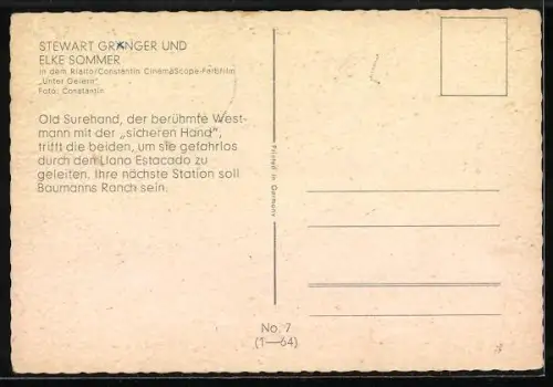AK Filmszene aus Karl Mays Unter Geiern, Stewart Granger und Elke Sommer