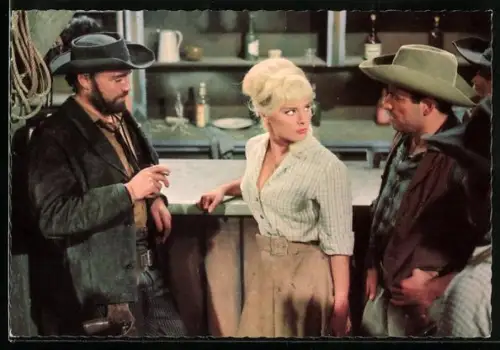 AK Filmszene aus Karl May-Film Unter Geiern, Annie und die Banditen