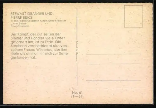 AK Filmszene aus Karl Mays Unter Geiern, Stewart Granger und Pierre Brice