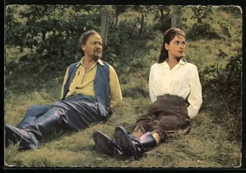 AK Karin Dor und Jan Sid in Der Schatz im Silbersee, Patterson und Ellen, Karl May