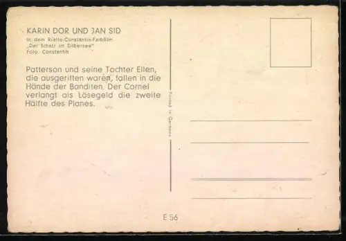 AK Karin Dor und Jan Sid in Der Schatz im Silbersee, Patterson und Ellen, Karl May