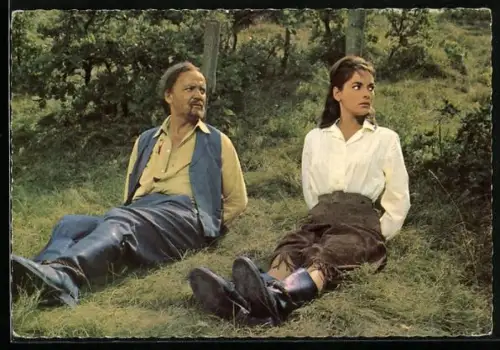 AK Karin Dor und Jan Sid in Der Schatz im Silbersee, Patterson und Ellen, Karl May